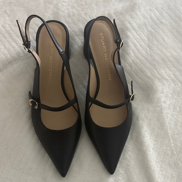 Stuart Weitzman Black Strap Heels - Picture 1 of 3